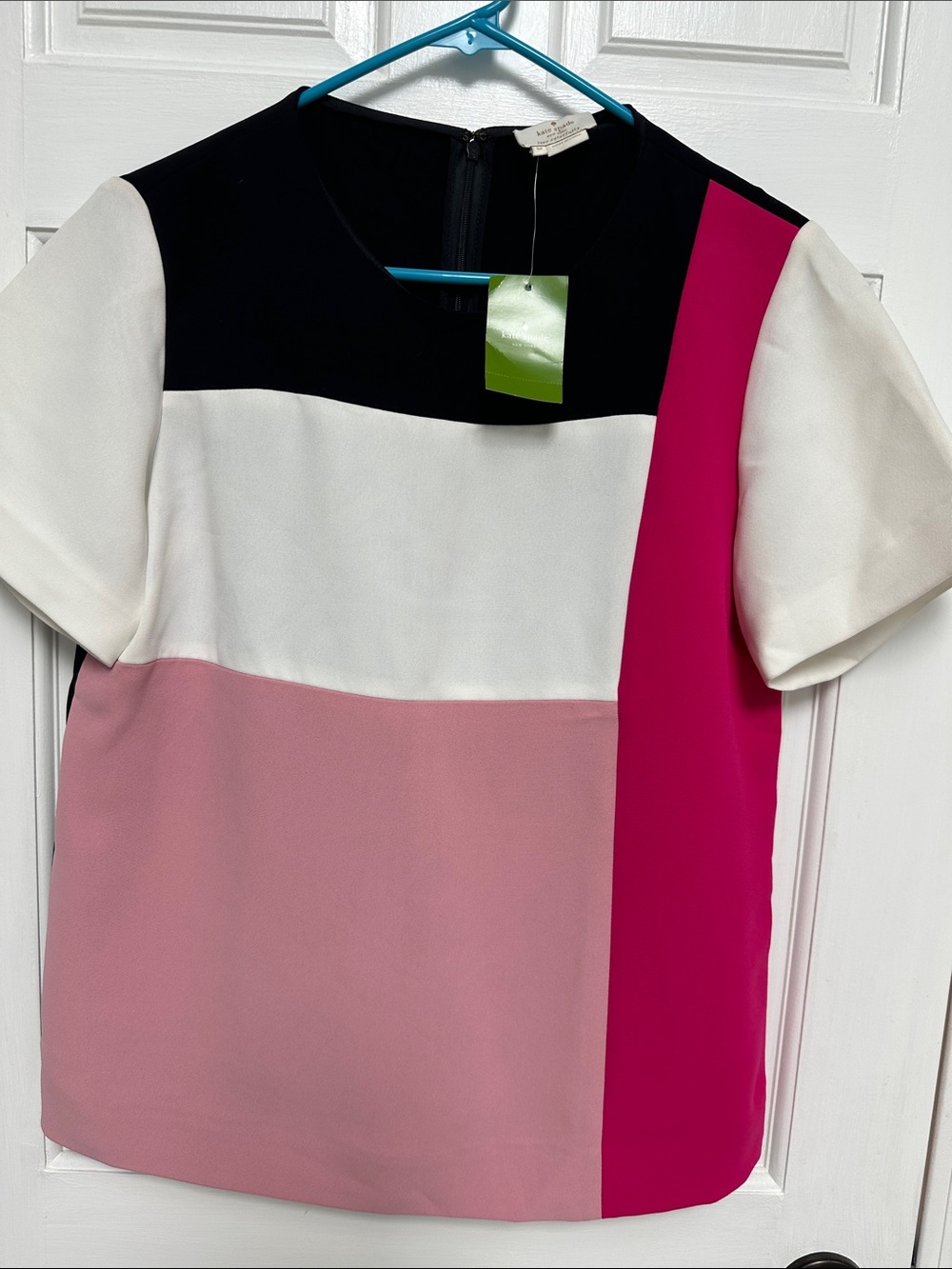kate spade Black Short Sleeve Top with Colorblock Accents